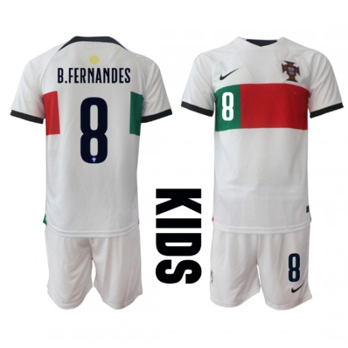 Dres Portugal Bruno Fernandes #8 Gostujuci za djecu SP 2022 Kratak Rukav (+ kratke hlače)